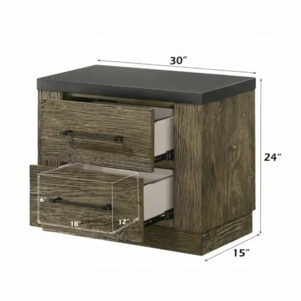 Lance Gray Nightstand 2 Drawer by ACME - Image 5