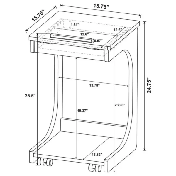 Ralston C-Shaped Lift-Top Rustic Sofa Table By Coaster Furniture - Image 12