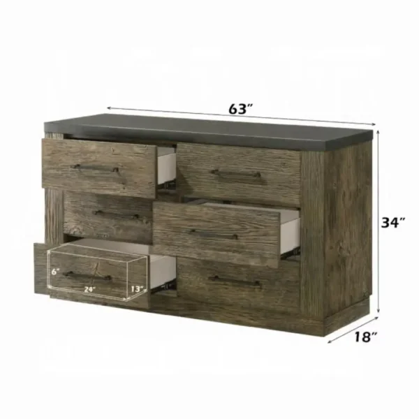 Lance Gray Dresser 6 Drawer by ACME - Image 4
