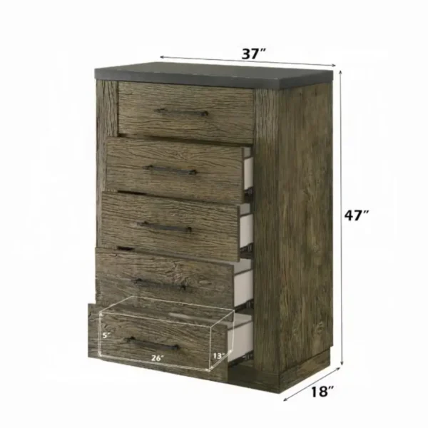 Lance Gray Wood 5 Drawer Chest by ACME - Image 4