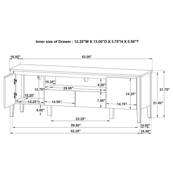 Bradley 63-Inch Mid Century TV Console By Coaster Furniture - Image 12