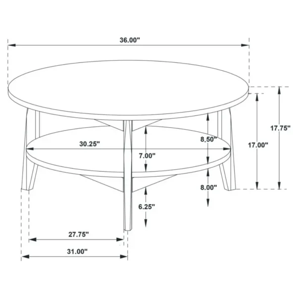 Bradley Mid Century Modern Round Coffee Table By Coaster Furniture - Image 6