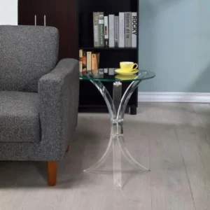 Laning Round Glass Top Acrylic Side Table By Coaster Furniture