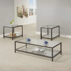Trini Black Nickel Rectangular Coffee Table Set By Coaster Furniture