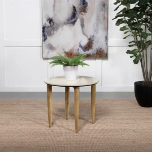 Aldis Round End Table with Marble Top By Coaster Furniture