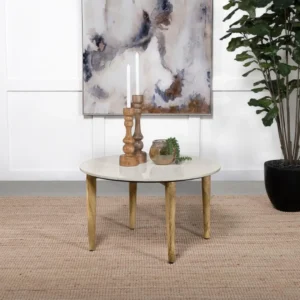 Aldis Natural Coffee Table with Marble Top By Coaster Furniture
