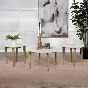 Aldis Coffee Table Set with Marble Top By Coaster Furniture