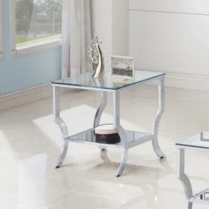 Saide Square Glass Top End Table Chrome By Coaster Furniture