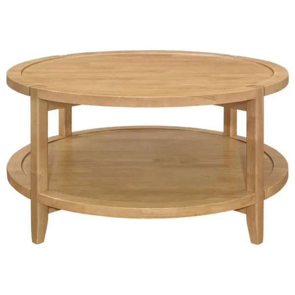 Camillo 3-Piece Round Maple Coffee Table Set By Coaster Furniture - Image 4