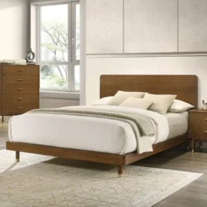 Romford Mid-Century Modern Walnut Bed By Furniture of America