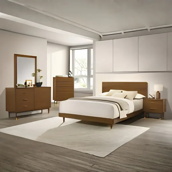 Romford Mid-Century Modern Walnut Bed By Furniture of America - Image 2