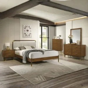 Bardot Walnut Bedroom Queen Set By Furniture of America