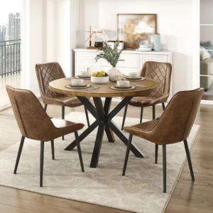 Strata Modern Round Dining Table Set For 4 By Homelegance