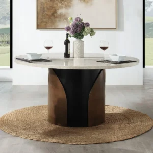 Rufina Marble Top Round Dining Table by ACME
