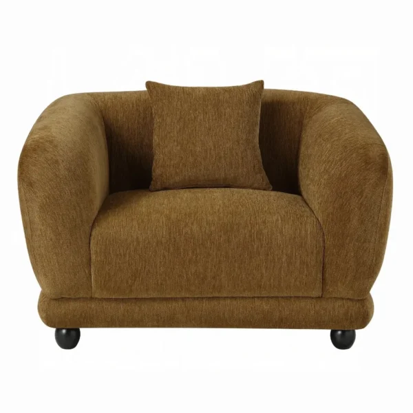 Lennox Brown Chenille Chair with Pillow by ACME - Image 2