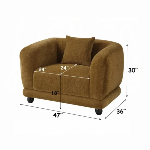Lennox Brown Chenille Chair with Pillow by ACME - Image 6