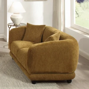 Lennox Brown Chenille Loveseat with 2 Pillows by ACME