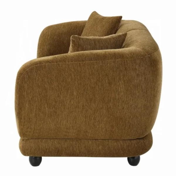 Lennox Brown Chenille Loveseat with 2 Pillows by ACME - Image 2