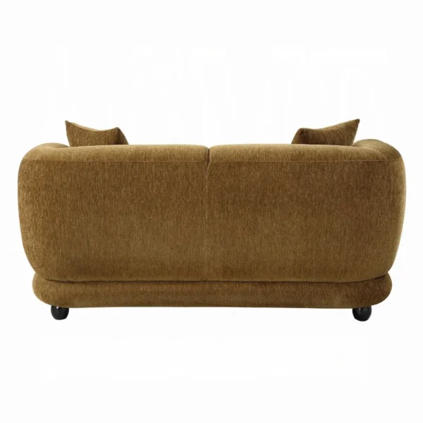 Lennox Brown Chenille Loveseat with 2 Pillows by ACME - Image 4