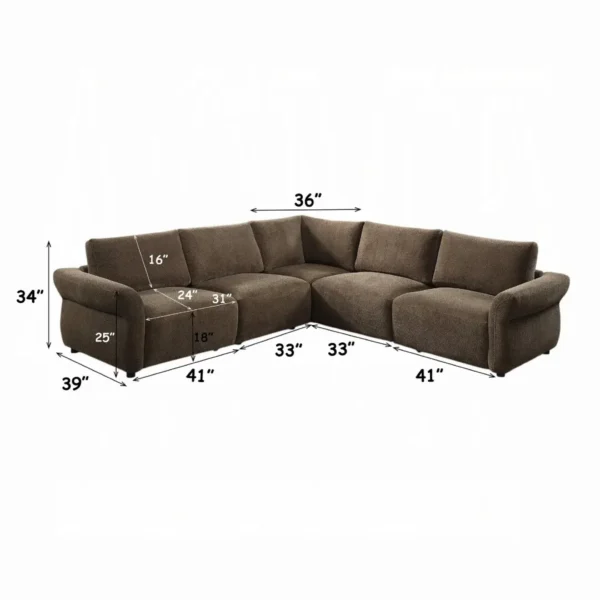 Theodore Brown Sofa Sectional by ACME - Image 14