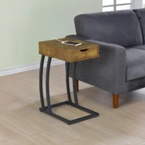 Troy C Shape Side Table Power Outlet By Coaster Furniture