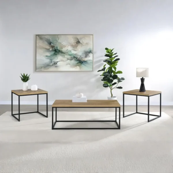 Straden 3-Piece Rustic Coffee Table Set By Coaster Furniture - Image 2