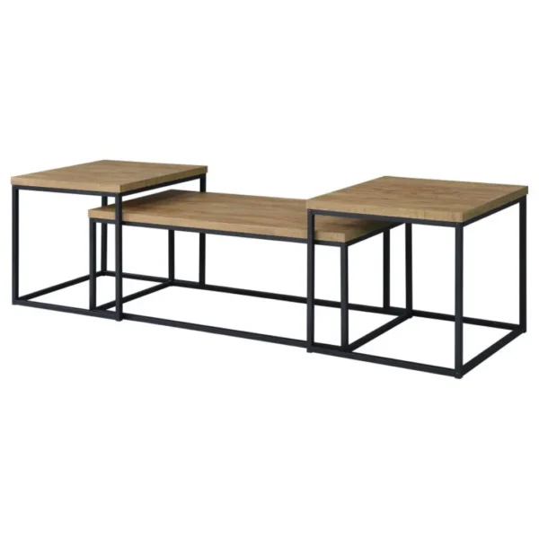 Straden 3-Piece Rustic Coffee Table Set By Coaster Furniture - Image 4