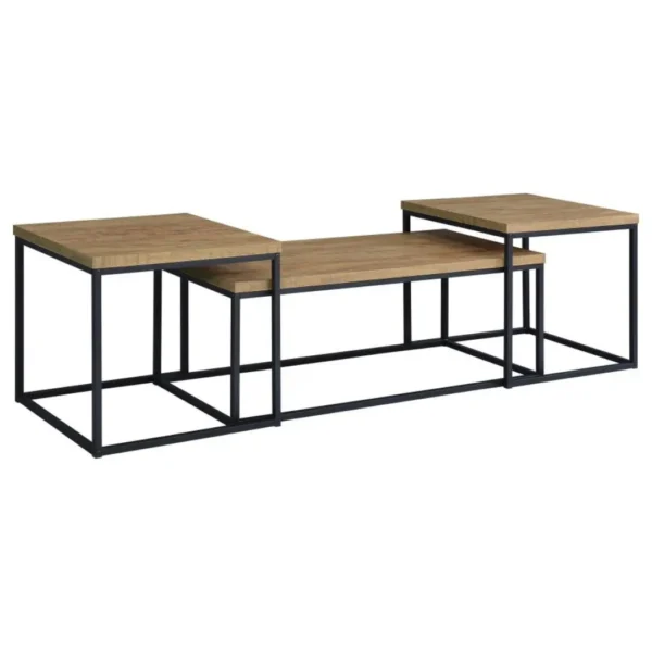 Straden 3-Piece Rustic Coffee Table Set By Coaster Furniture - Image 8