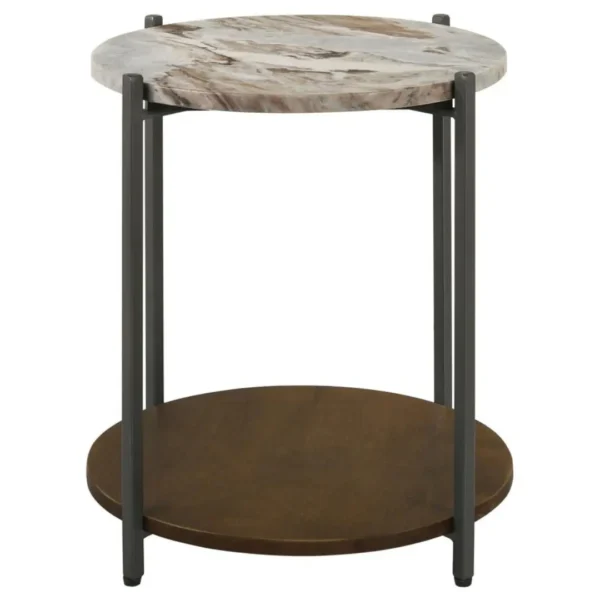 Noemie Round Accent Table Marble Top By Coaster Furniture - Image 3