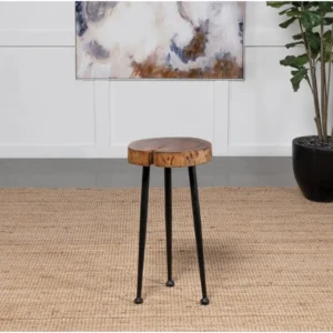 Keith Wood Round Side Table Natural and Black By Coaster Furniture