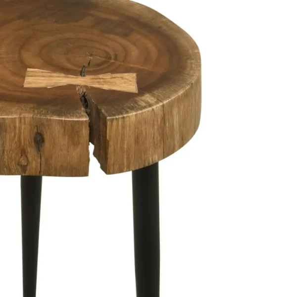 Keith Wood Round Side Table Natural and Black By Coaster Furniture - Image 3