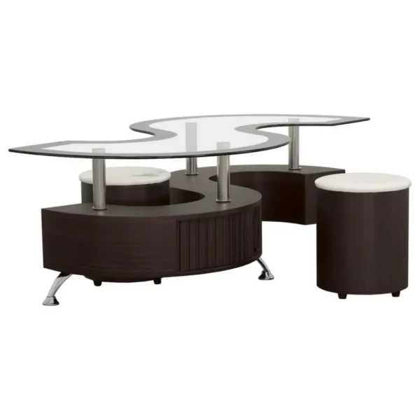 Buckley Coffee Table and Stools Set By Coaster Furniture - Image 2