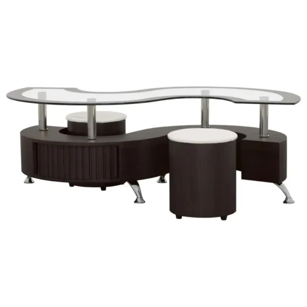 Buckley Coffee Table and Stools Set By Coaster Furniture - Image 3
