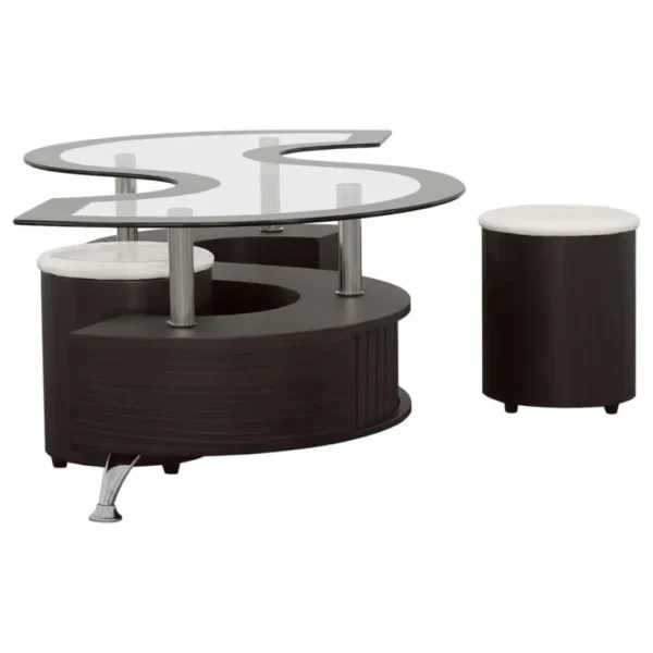 Buckley Coffee Table and Stools Set By Coaster Furniture - Image 4