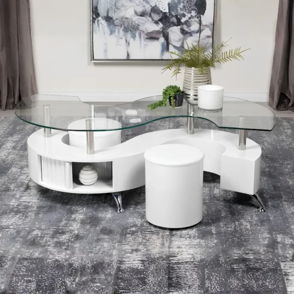Buckley Coffee Table and Stools Set By Coaster Furniture - Image 7