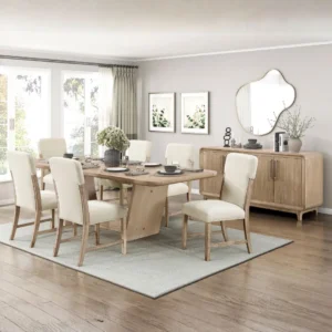 Wilshire 7 Piece Natural Wood Dining Table Set By Homelegance
