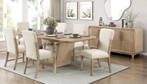 Homelegance Wilshire dining table with six upholstered chairs