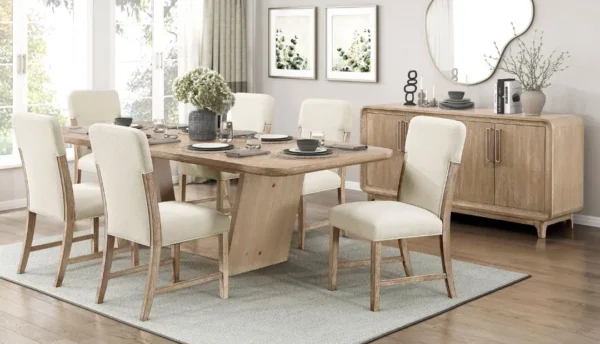Homelegance Wilshire dining table with six upholstered chairs