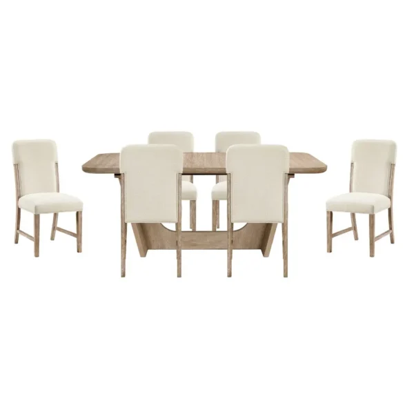 Wilshire 7 Piece Natural Wood Dining Table Set By Homelegance - Image 2