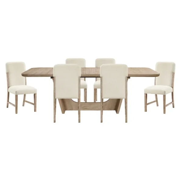 Wilshire 7 Piece Natural Wood Dining Table Set By Homelegance - Image 3
