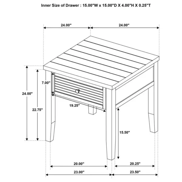 Concord Square End Table with Drawer By Coaster Furniture - Image 7