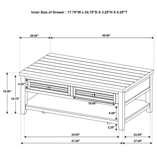 Concord Coffee Table Set with Drawers By Coaster Furniture - Image 15