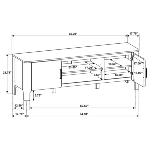 Rowe 65-Inch Light Oak TV Console By Coaster Furniture - Image 13