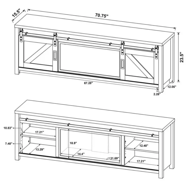 Enfield 71-Inch Wood Console TV with Fireplace By Coaster Furniture - Image 15