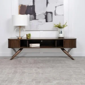 Valna Walnut TV Console with Sliding Doors By Coaster Furniture
