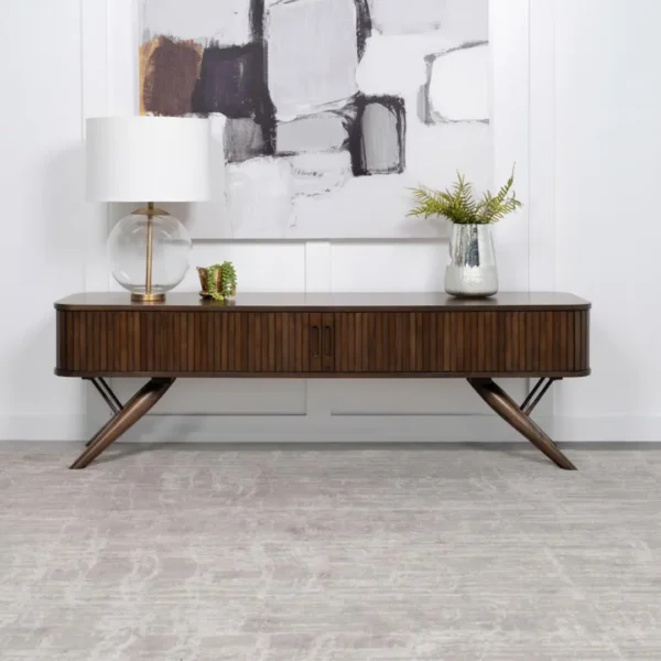 Valna Walnut TV Console with Sliding Doors By Coaster Furniture - Image 2