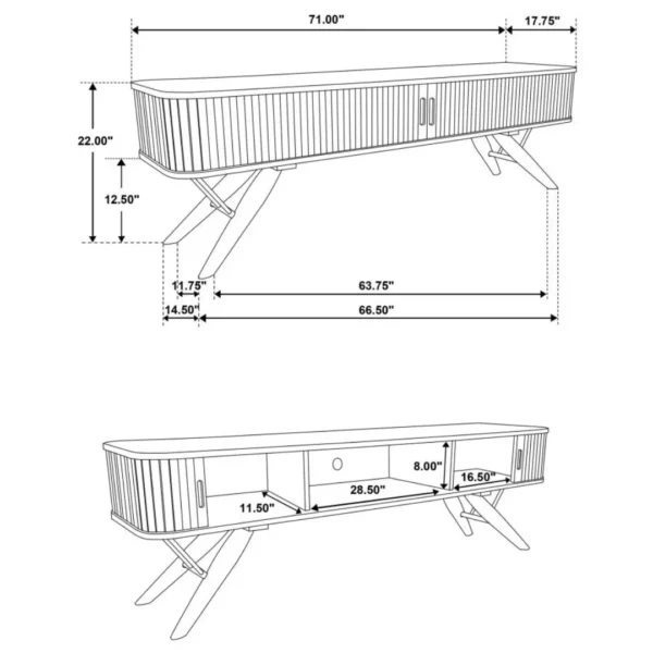 Valna Walnut TV Console with Sliding Doors By Coaster Furniture - Image 8