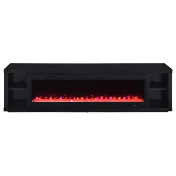 Deiter 79-Inch Black TV Console with Fireplace By Coaster Furniture - Image 3