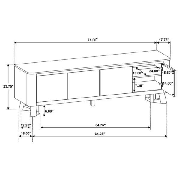 Trotter 71-Inch Brown TV Console Table By Coaster Furniture - Image 12