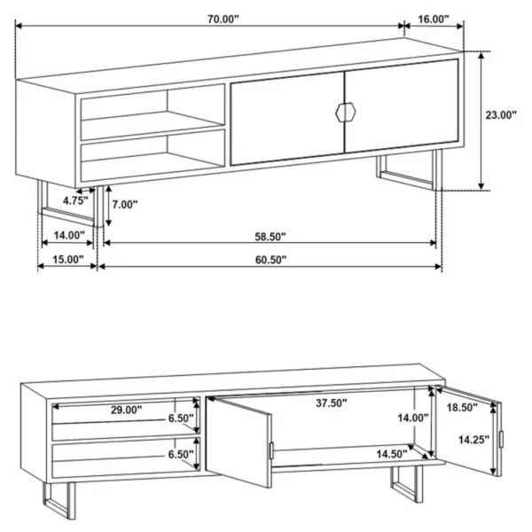 Marsden 70-Inch Mango Wood TV Console By Coaster Furniture - Image 11